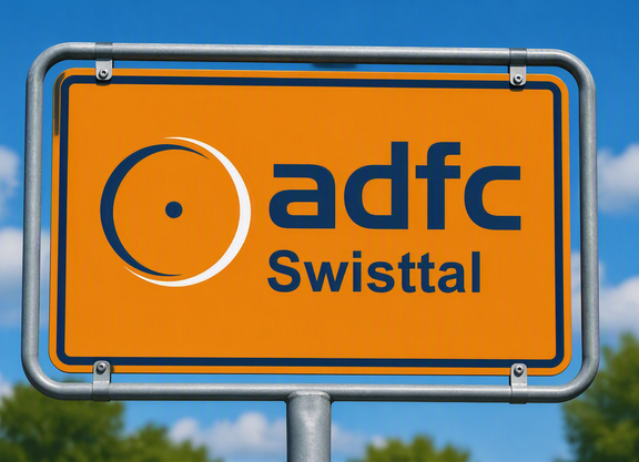Ortsschild ähnliches Schild mit Schriftzug ADFC Swisttal